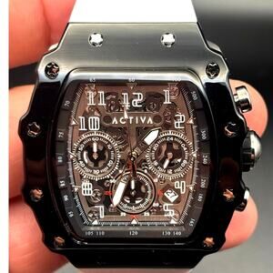 Activa ACW2305-018 Men’s Chronograph Skeleton Dial, White Silicone Strap Watch